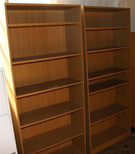 Pair of open front bookcases